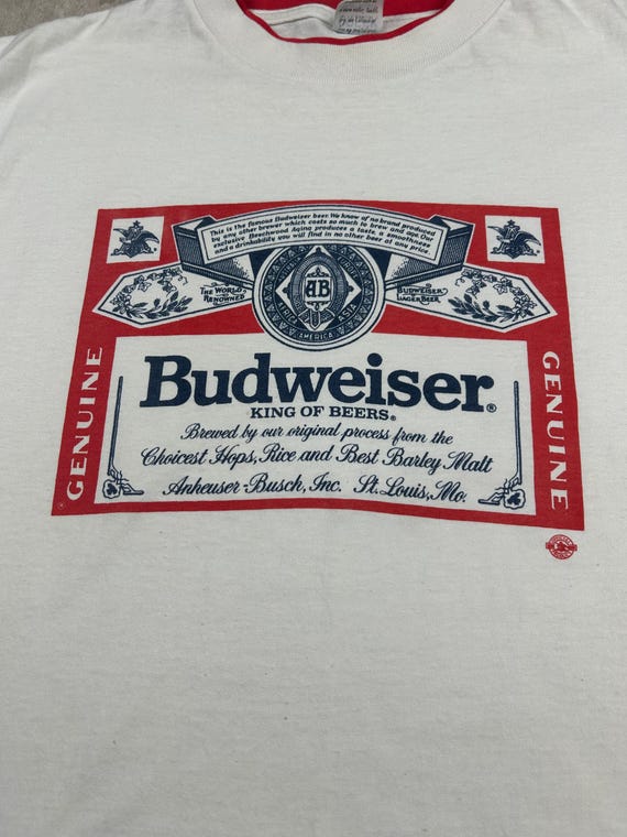 Vintage 80s Bud Light Budweiser Bud Dry Beer Promo T-Shirt