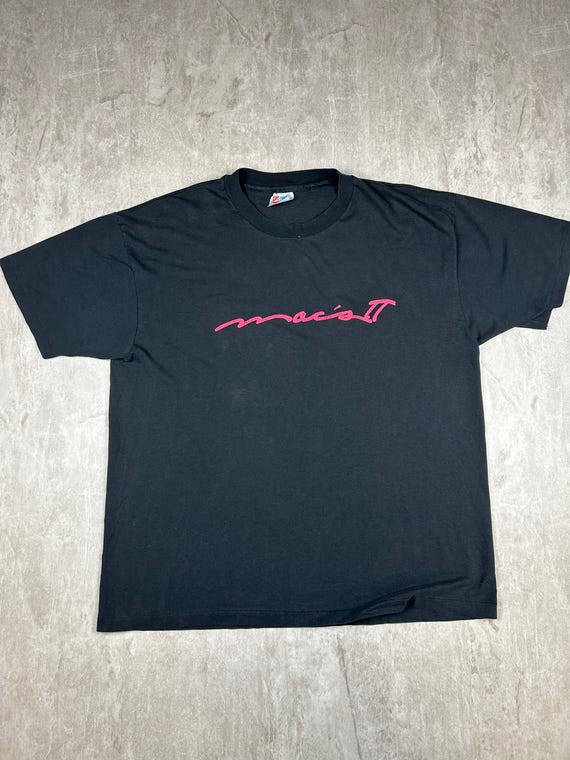Vintage Apple Macs Mini Pi 90s Black T-shirt Tee Hanes Promo Mens 