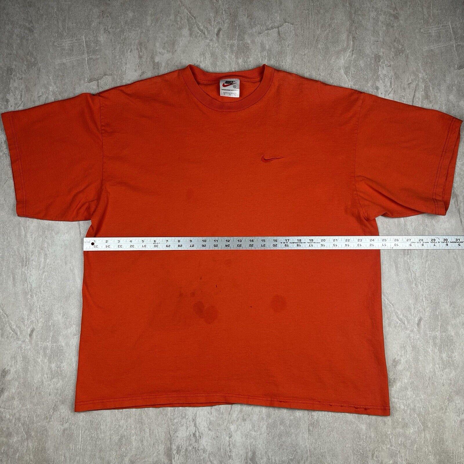 Vintage 90s Nike White Tag T-shirt Orange Swoosh Embroidered Men