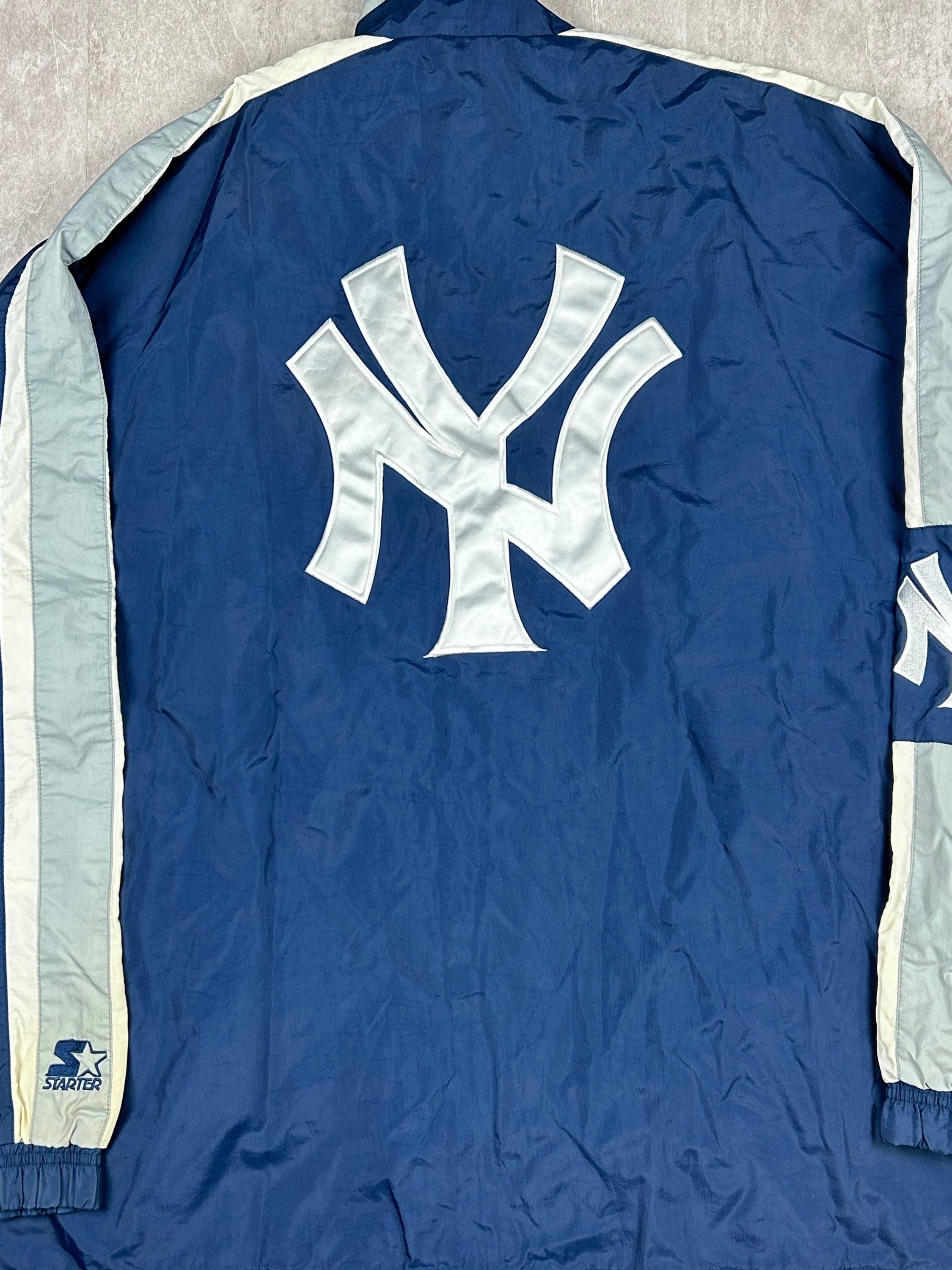 NY New York Yankees 90s STARTER satin BABY BLUE bomber