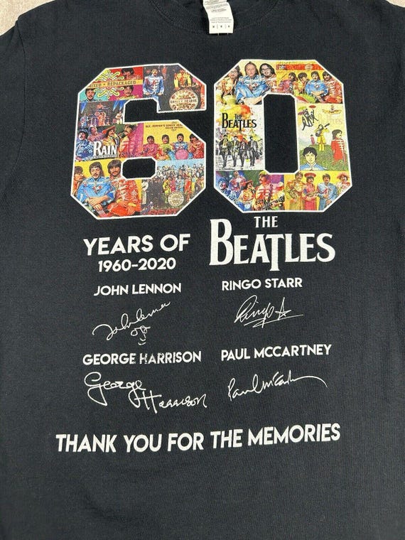 The Beatles 60th Anniversary 1960-2020 Black T-shirt 60 Years of