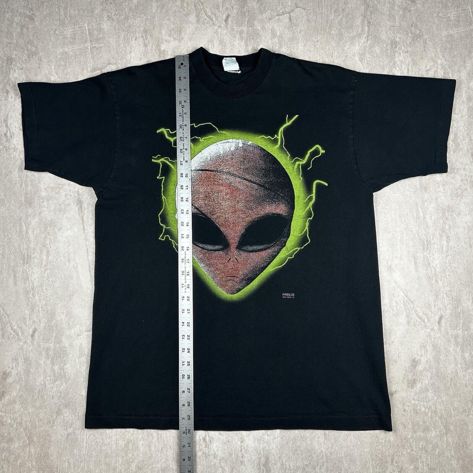 Vintage Freeze New York Alien Head Back Graphic T-shirt Black USA