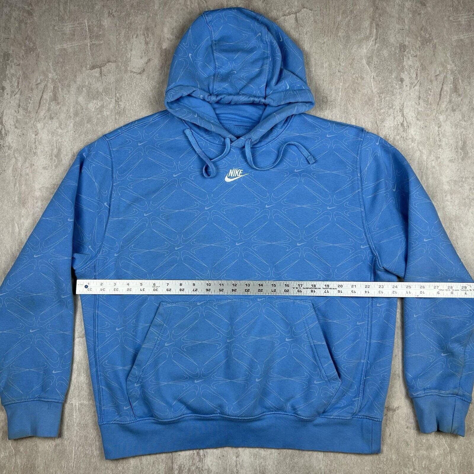 Nike Hoodie Blue All Over Print Center Swoosh Sweater Men's Nike Hoodie Blue All Over Print Center Swoosh Sweater Men's