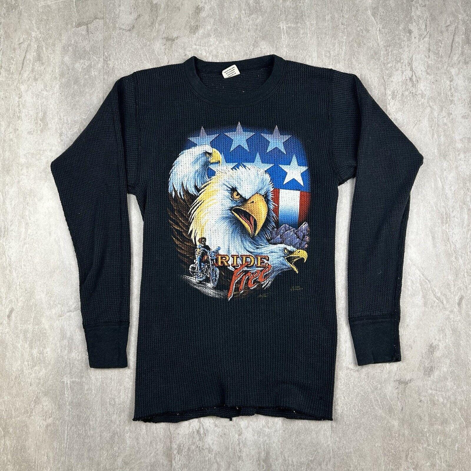 Vintage 1987 3D Emblem Harley Davidson Ride Free Long Johns Men's