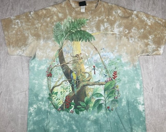 T-shirt con stampa integrale Vtg 1991 Liquid Blue Rainforest Preserve Paradise, taglia XL