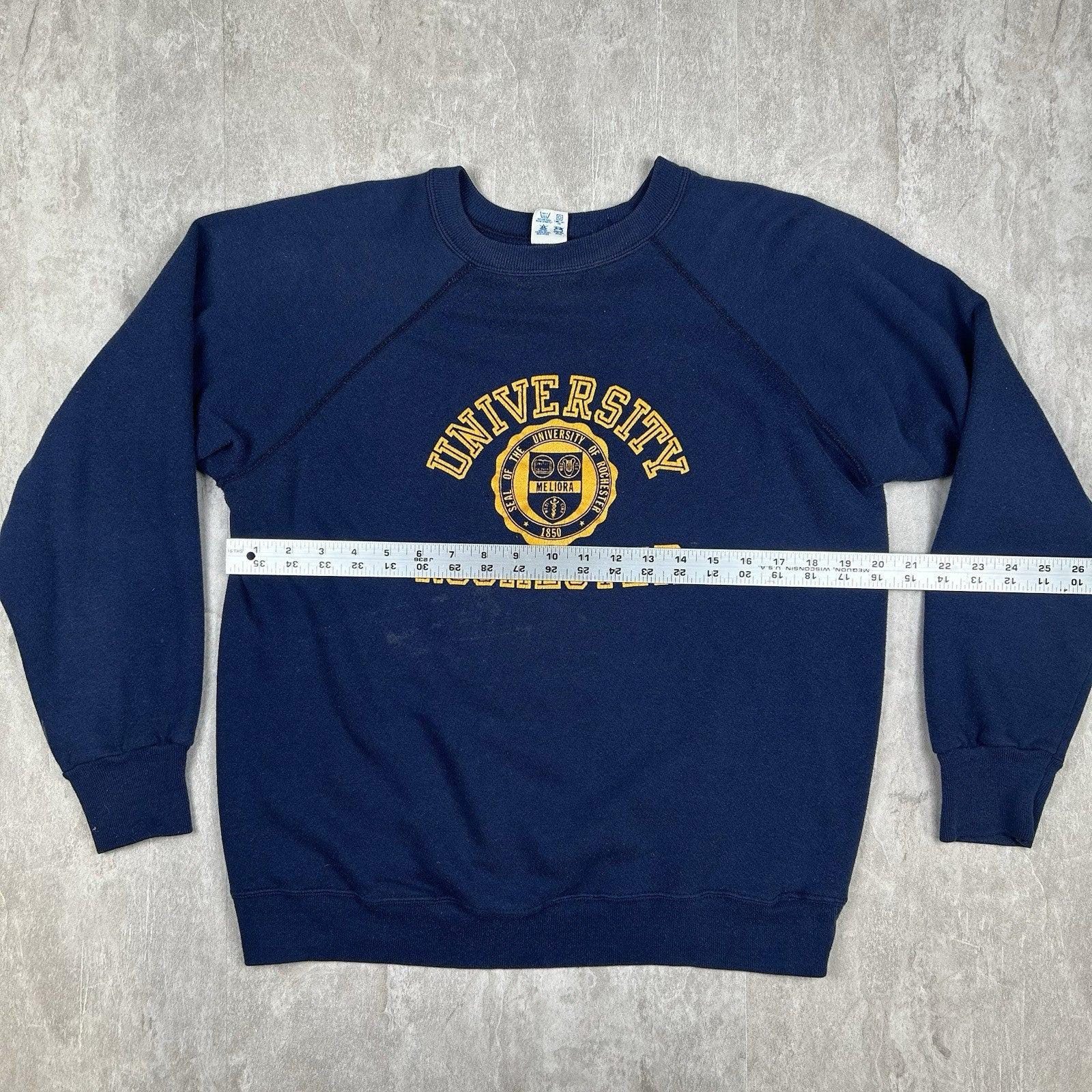 80s Champion Sweater NAVY×YELLOW LARGE Vintage 80s Champion University of Rochester Crewneck Sweatshirt