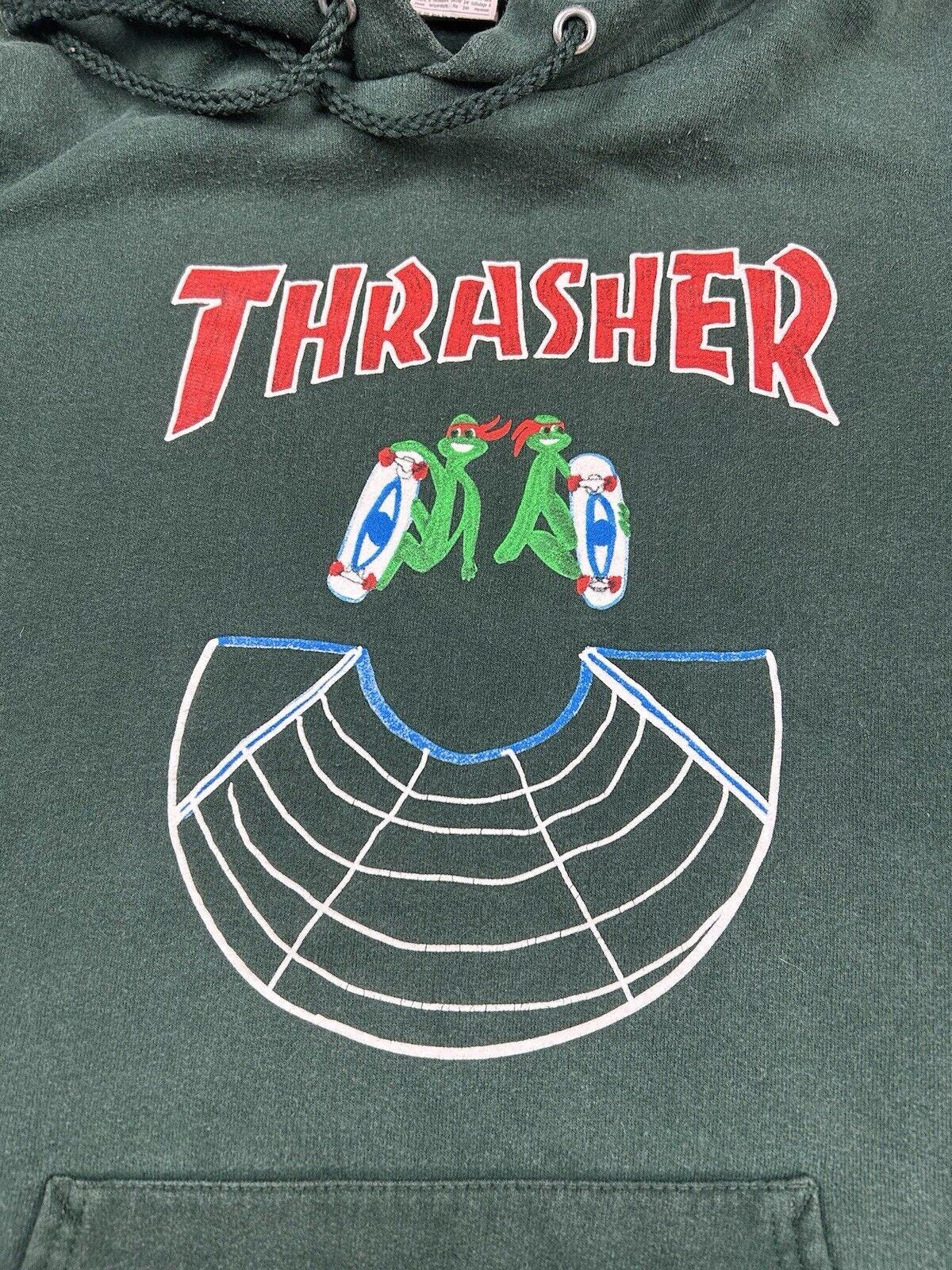 Vintage Thrasher Ninja Turtle Hoodie Skateboard Sweatshirt Green