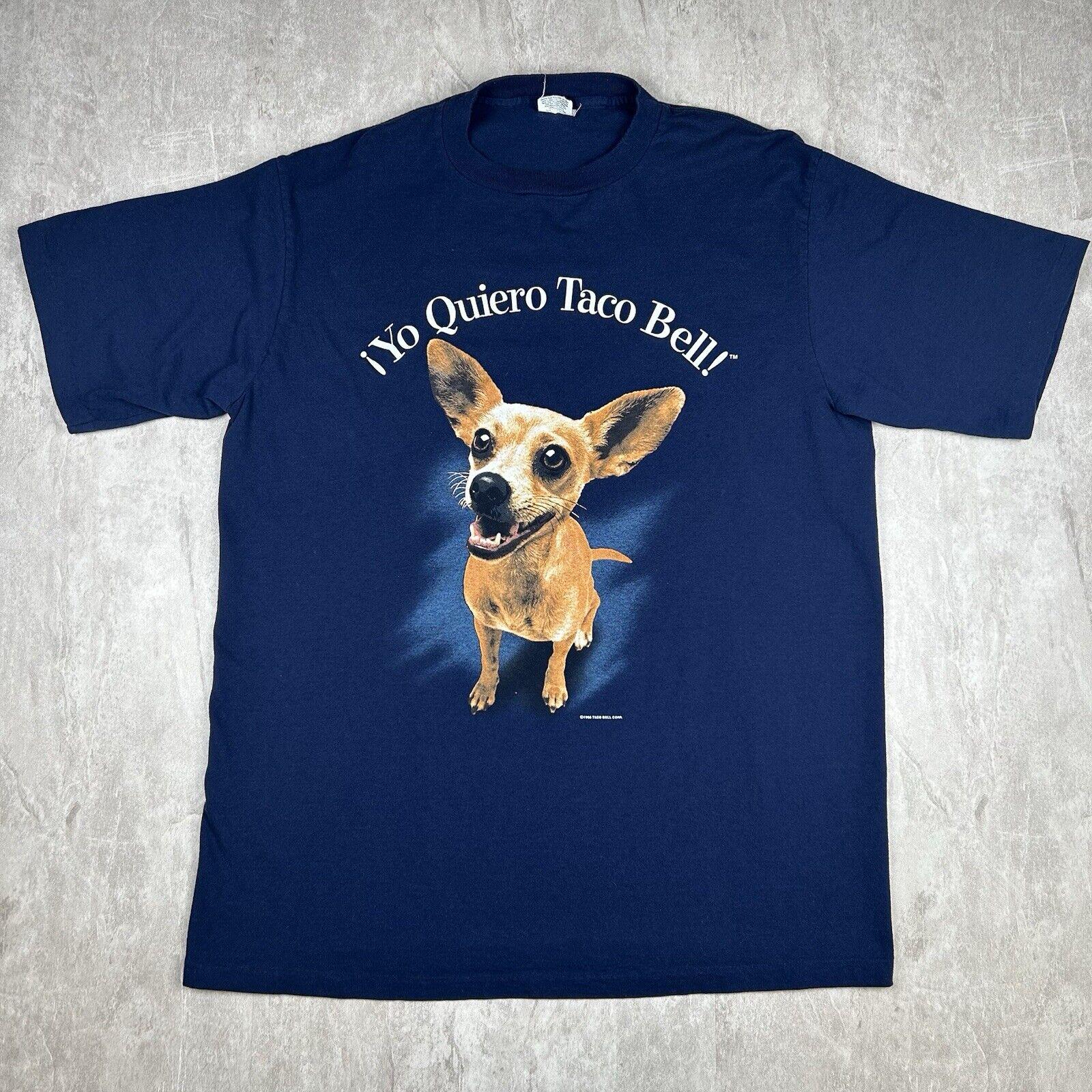 Vtg 1998 Yo Quiero Taco Bell Dog T-shirt Promo Blue USA Made