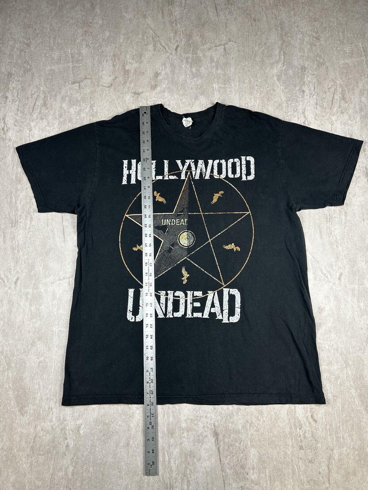 Vtg Hollywood Undead Black T-shirt Pentagram Band Concert Tee