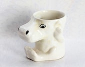 Cute Vintage  Egg Cup Art Deco Cream Ceramic Hippo Egg Cup For Boiled Egg Whimsical Egg Cup Gift For Collector