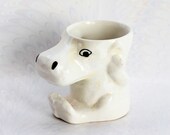 Cute Vintage  Egg Cup Art Deco Cream Ceramic Hippo Egg Cup For Boiled Egg Whimsical Egg Cup Gift For Collector