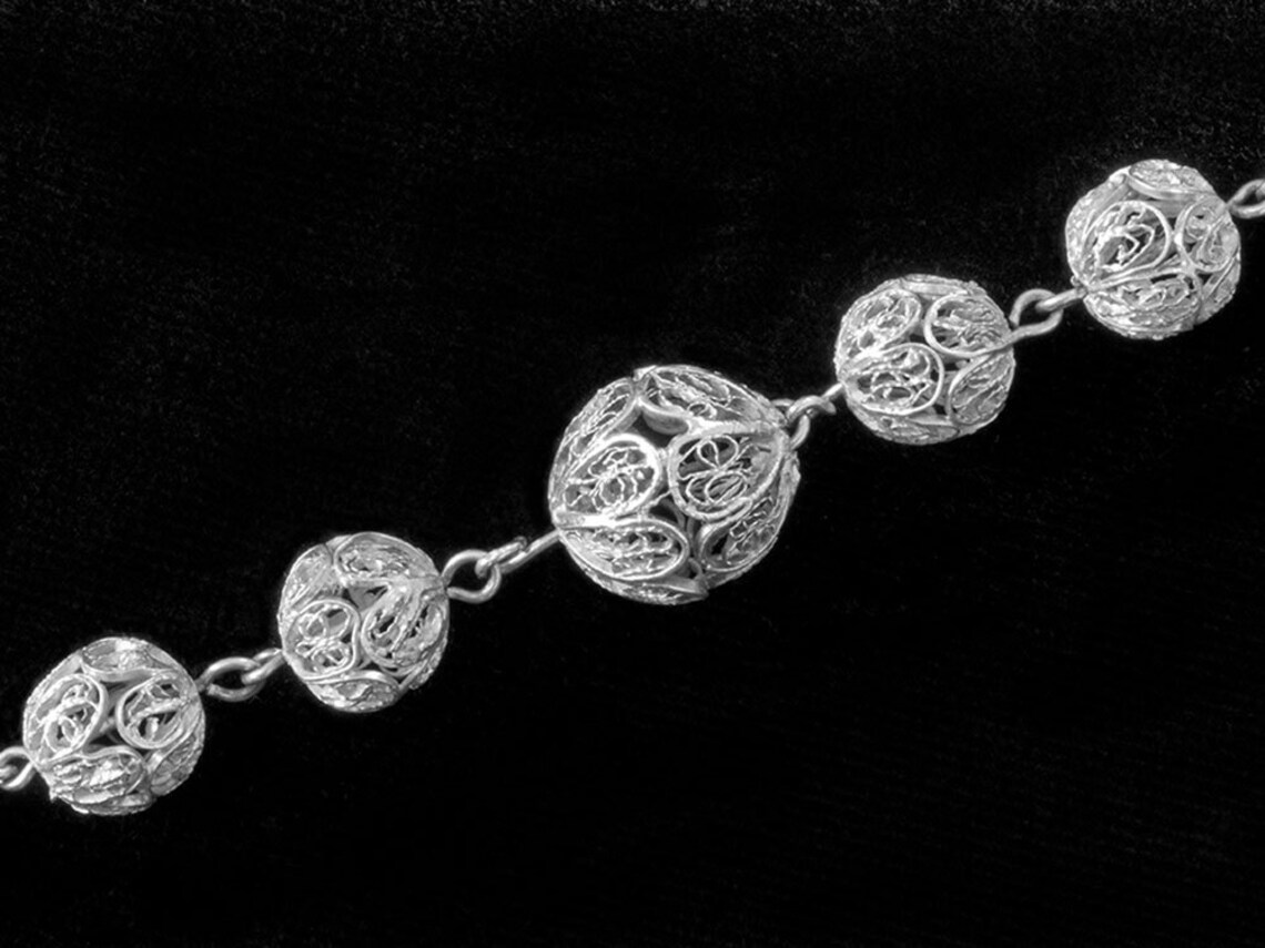Vintage Silver Filigree Necklace Graduated Silver Plated Etsy