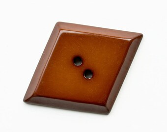 Art Deco Chocolate Brown,Chunky Large Early Plastic Button, Diamond Lozenge Shape FREE Shipping