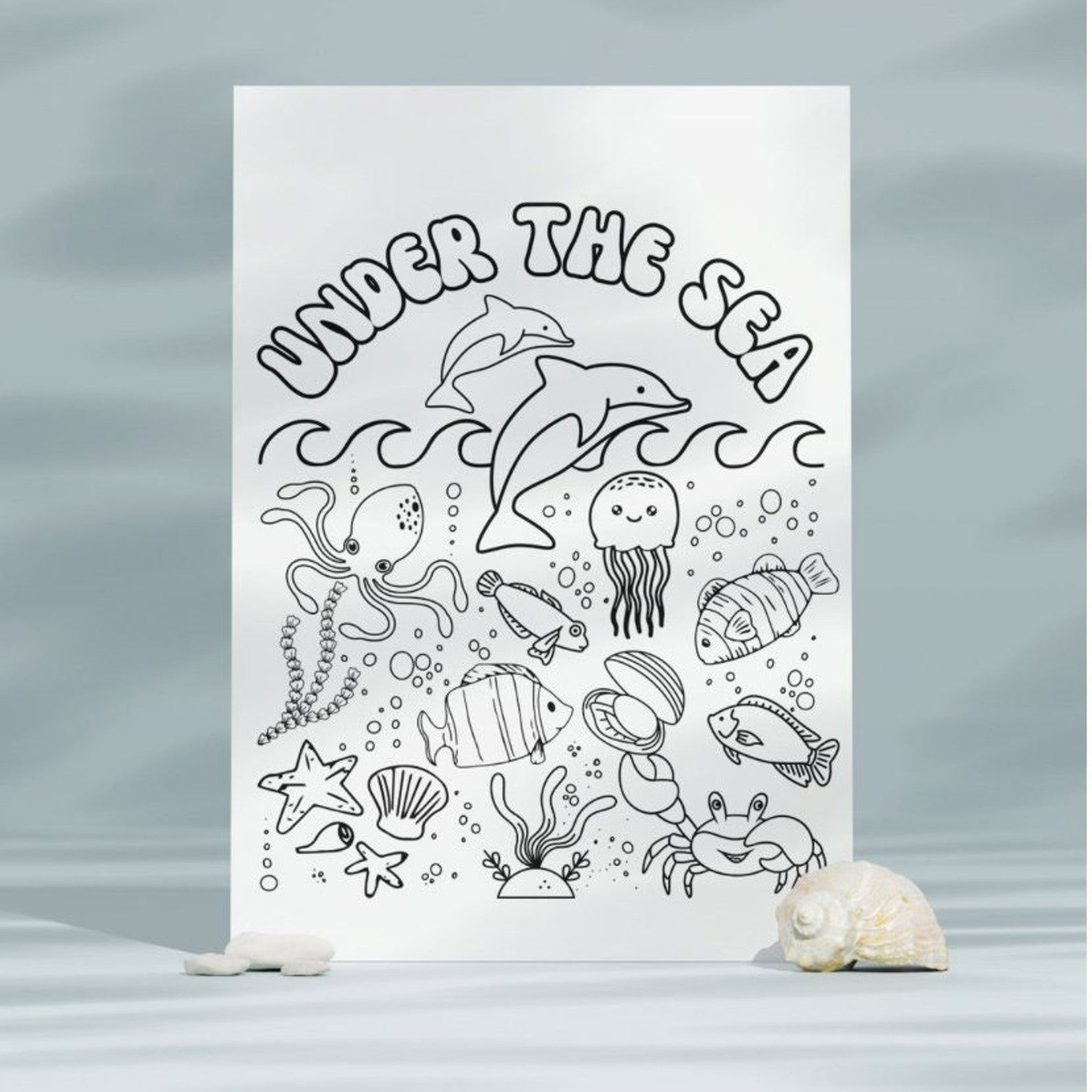 Printable Sea Life Colouring Page for Children and Adults, Activity, Instant Digital Download ...