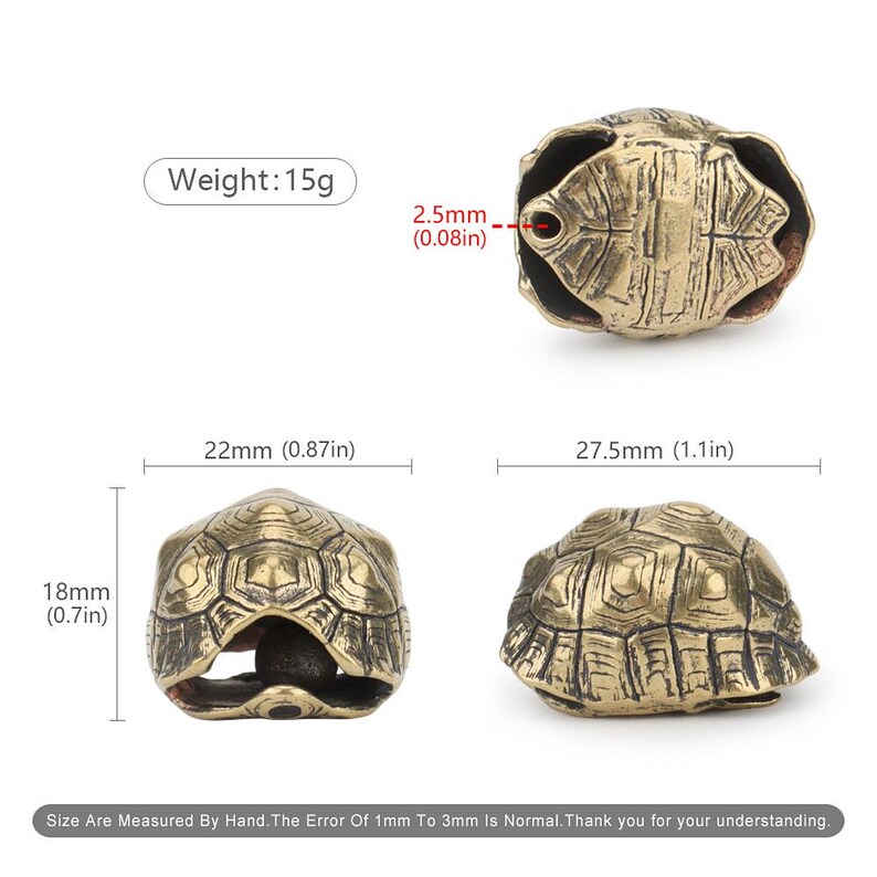 Tortoise Ropes Bell Brass Tortoise Bead - DIY Turtle Paracord Bead, Car Keychain ...