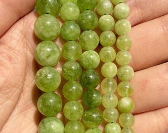 Natural Olive Green Peridots Stone Beads Round Loose Spacer Beads For Jewelry Making DIY Bracelet Handmade 4/6/8/10/12mm