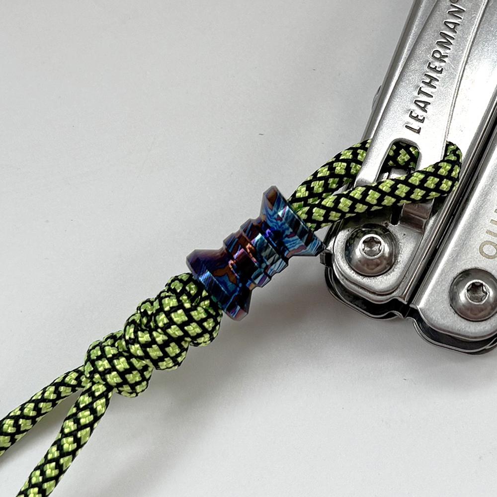 Titanium Damascus Paracord Bead - DIY Keychain Pendant, EDC Bracelet ...