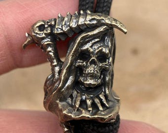 Grim Reaper Skull Bead – Brass Paracord Lanyard Charm