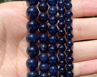Natural Dark Blue Tourmaline Angel Stone Round Loose Spacer Beads For Jewelry Making DIY Bracelet Handmade 4/6/8/10/12mm
