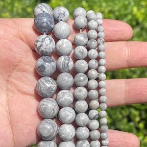 4/6/8/10/12 mm Natürliche Karte Grau Jade Stein Runde Lose Spacer Perlen für Schmuckherstellung DIY Armband Halskette Zubehör