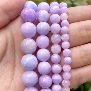 Natural Purple Jades Stone Beads Round Loose Spacer For Jewelry Making DIY Bracelet Handmade 6/8/10mm