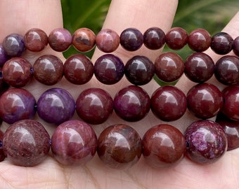 Perline Di Sugilite Viola Naturale – Rotonde 6/8/10/12 Mm Per Gioielli Fai Da Te (Filo 39 Cm)