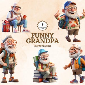 Divertidos ancianos PNG Clipart feliz viejo acuarela personas mayores abuela Clip Art abuelo jubilado regalo para ascendido a abuelo