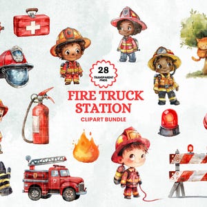 Clipart moteur de station de camion de pompier kawaii art de la lutte contre l'incendie opérations de sauvetage éducatif papa pompier assistants communautaires autocollants de flammes