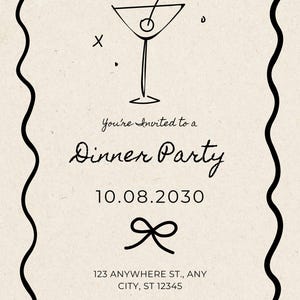 Cream Vintage Dinner Party Invite Template