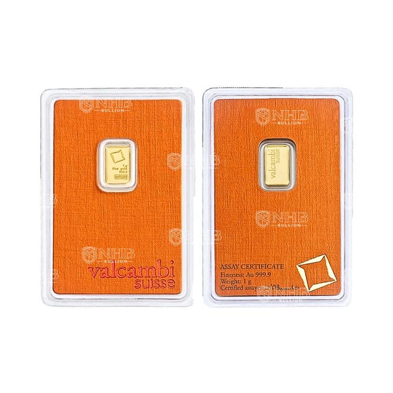 1 gram Valcambi Gold Bar - .999 Brilliant uncirculated Pure Gold afbeelding 3