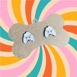 Poodle Stud Earrings. Wood Jewelry. Hypoallergenic Stainless Steel Post. CUSTOM Puppy Earrings. CUTE Dog Lover Gift. Girlfriend Wife Present