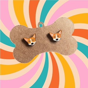 Corgi Stud Earrings. Wood Jewelry. Hypoallergenic Stainless Steel Post. CUSTOM Puppy Earrings. Dog Lover Gift. Wife Girlfriend Present