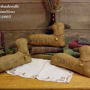 Primitive Christmas Lambs Faith Family Friend Instant Digital Download Pattern