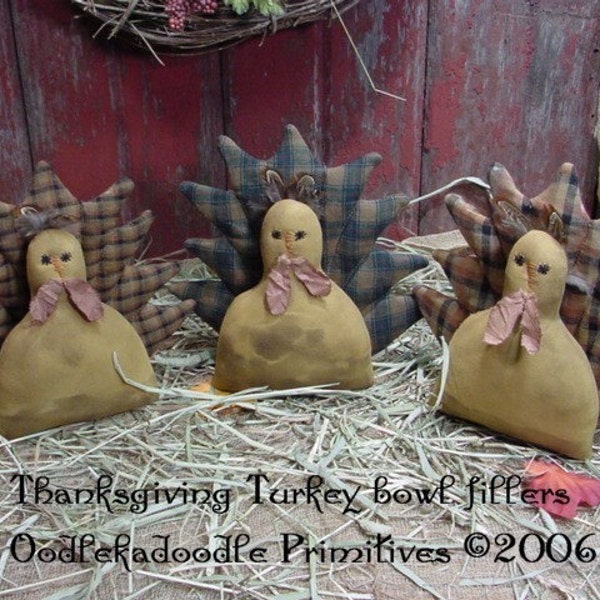 Thanksgiving Turkey Tuck Dolls Table Topper Filler Instant Digital Download E Pattern  ET