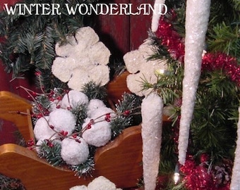 Primitive Christmas Snowball, Snowflake, Icicle Instant Digital Download E-Pattern ET