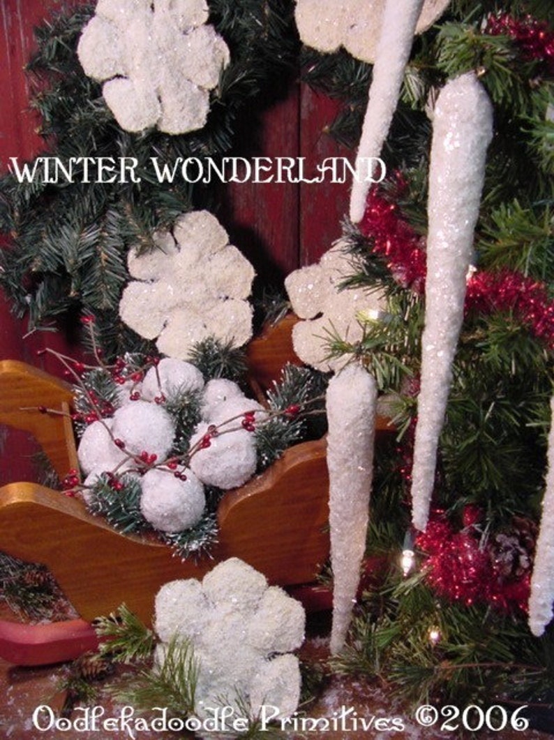 Primitive Christmas Snowball, Snowflake, Icicle Instant Digital Download E-Pattern ET image 1