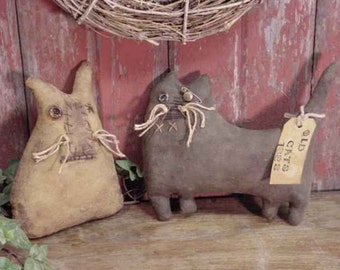 Primitive Folk Art Old Tuck Cats Instant Digital Download E Pattern ET