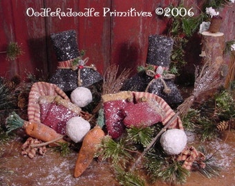 Primitive Weihnachten Schneemann Besatz Hut, Schal, Handschuhe, Karotte, Besen Sofortiger digitaler Download Muster