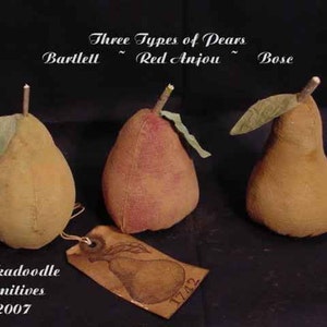 Primitive Three Types Of Pears Bowl Filler Christmas Cupboard Tucks Pattern image 1