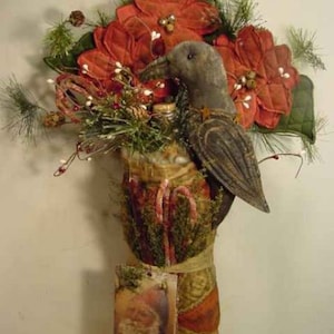 Christmas Poinsettia, Candy Canes, Crow & Quilt Tussie Mussie Instant Digital Download E-Pattern  ET