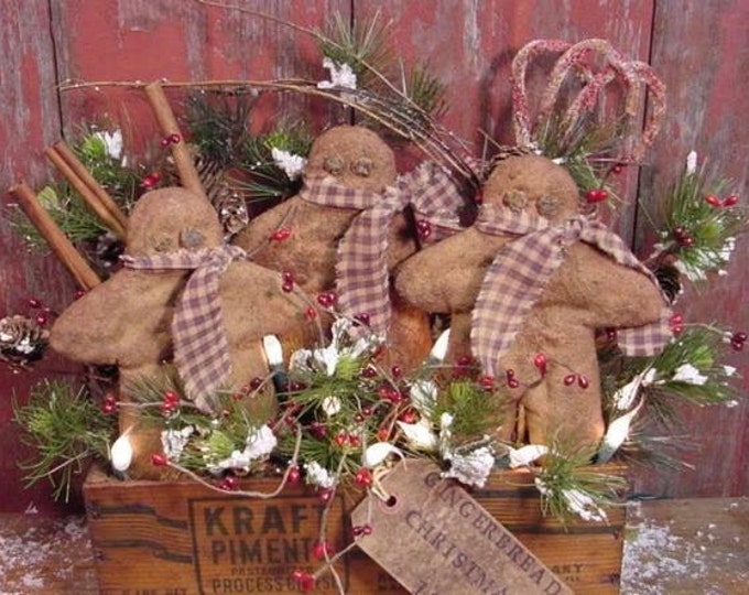 Primitive Christmas Gingerbread Boy Cheese Box Lite Instant Digital ...