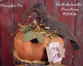Primitive Pumpkin Pie Olde Pie Cupboard Topper Instant Digital Download E-Pattern  ET