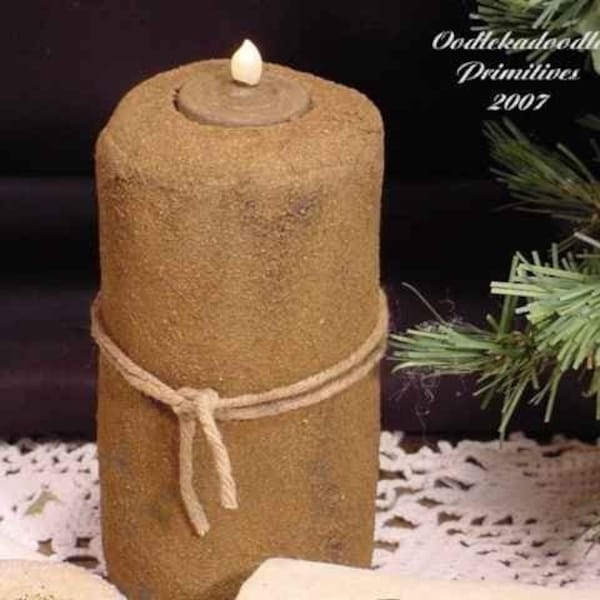 Primitive Fabric Flickering Light Pillar Candle Instant Digital Download E-Pattern ET