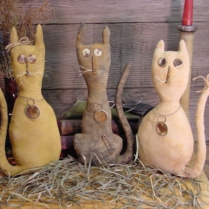 Three Primitive Old Grungy Barn Cats Instant Digital Download E-Pattern  ET