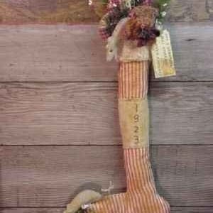 Primitive Christmas Stocking with Mice & Candy Canes Instant Digital Download E-Pattern ET