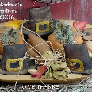 Primitive Pilgrims Hat Corn Pumpkins Instant Digital Download E-Pattern ET