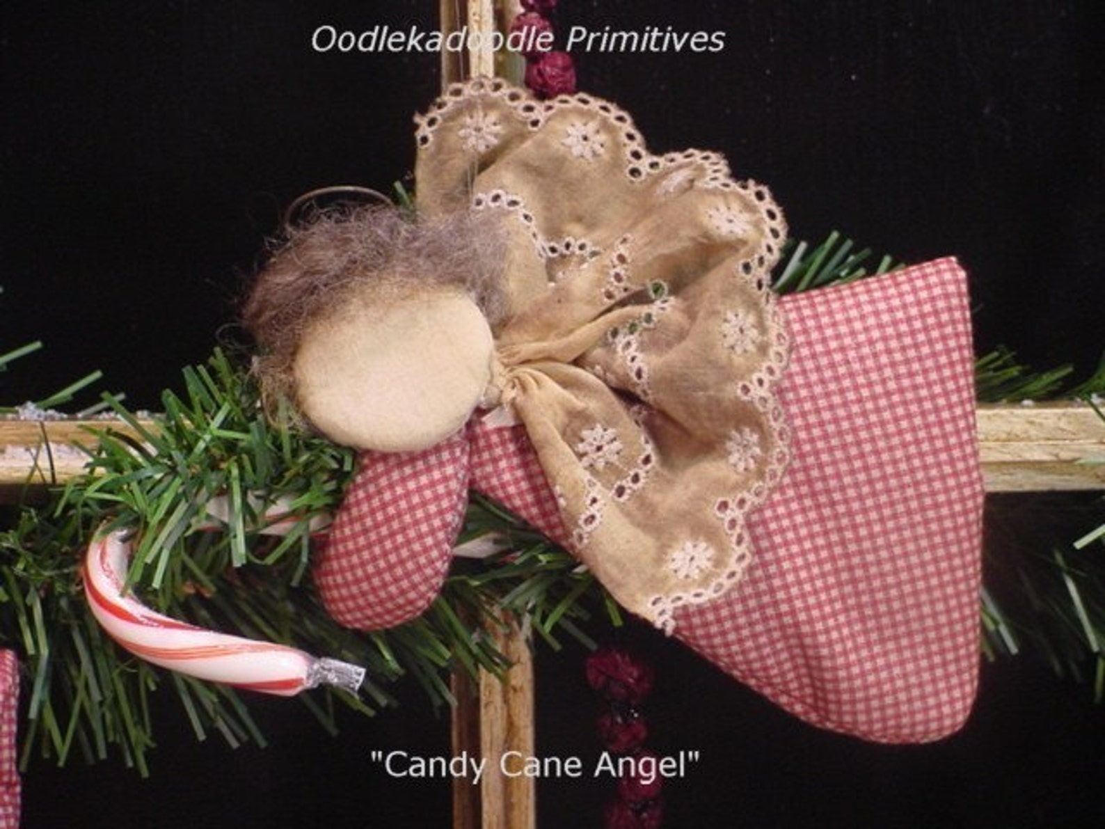 Primitive Christmas Candy Cane Angel Instant Digital Download Etsy