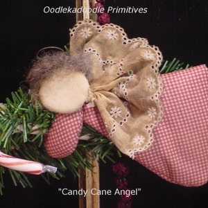 Primitive Christmas Candy Cane Angel Instant Digital Download E-Pattern ET