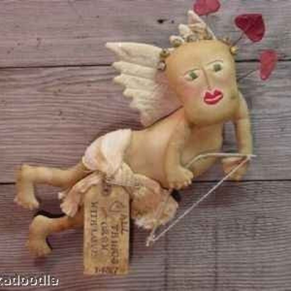 Primitive Folk Art Cupid Doll Door Hanger Greeter Instant Digital Download E Pattern  ET