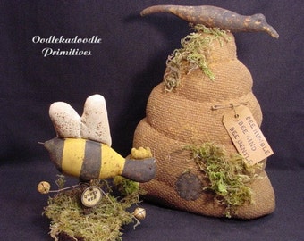 Bee Skep Queen Bee Make-Do and Crow Instant Digital Download E-Pattern  ET
